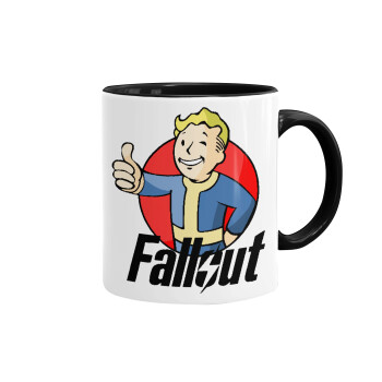 Fallout Vault Boy, Κούπα χρωματιστή μαύρη, κεραμική, 330ml