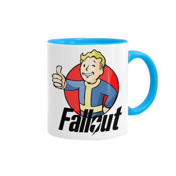 Fallout Vault Boy, Mug colored light blue, ceramic, 330ml