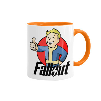 Fallout Vault Boy, Κούπα χρωματιστή πορτοκαλί, κεραμική, 330ml