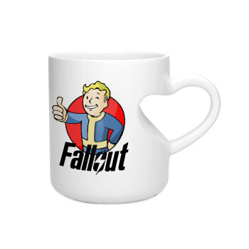 Fallout Vault Boy, Κούπα καρδιά λευκή, κεραμική, 330ml