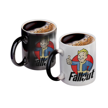 Fallout Vault Boy, Color changing magic Mug, ceramic, 330ml when adding hot liquid inside, the black colour desappears (1 pcs)