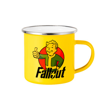 Fallout Vault Boy, Κούπα Μεταλλική εμαγιέ Κίτρινη 360ml