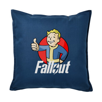 Fallout Vault Boy, Μαξιλάρι καναπέ Μπλε 100% βαμβάκι, περιέχεται το γέμισμα (50x50cm)