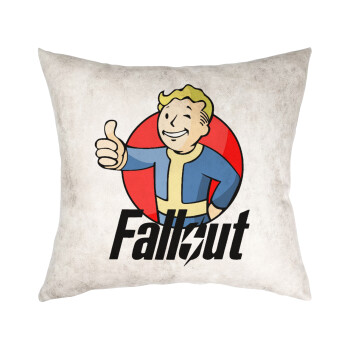 Fallout Vault Boy, Μαξιλάρι καναπέ Δερματίνη Γκρι 40x40cm με γέμισμα