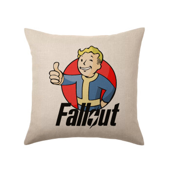 Fallout Vault Boy, Μαξιλάρι καναπέ ΛΙΝΟ 40x40cm περιέχεται το  γέμισμα