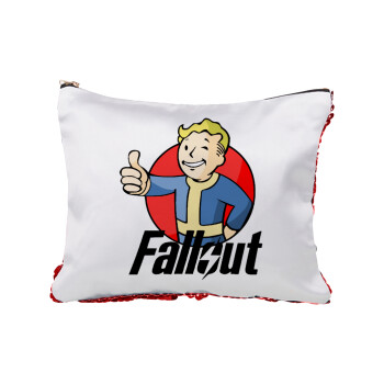 Fallout Vault Boy, Red sequin cosmetic bag