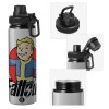 Metallic water bottle with safety cap, 850ml aluminum