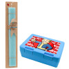 Easter Set, children's snack container BLUE & Easter aromatic flat candle (30cm) (TURQUOISE)