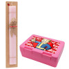 Easter Set, children's snack container PINK & scented flat Easter candle (30cm) (PINK)