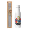 Easter Set, metallic stainless thermos bottle (500ml) & scented flat Easter candle (30cm) (GRAY)