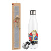 Easter candle, metallic white thermos bottle (500ml) & aromatic flat candle (30cm) (GRAY)