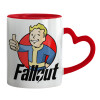 Mug heart red handle, ceramic, 330ml