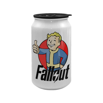 Fallout Vault Boy, Κούπα ταξιδιού μεταλλική με καπάκι (tin-can) 500ml