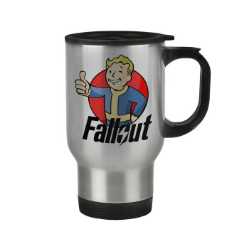 Fallout Vault Boy, Stainless steel travel mug with lid, double wall 450ml