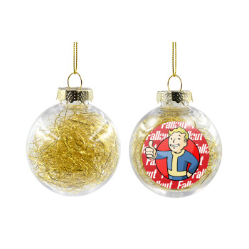 Fallout Vault Boy, Transparent Christmas tree ball ornament with gold filling 8cm