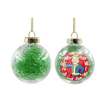 Fallout Vault Boy, Transparent Christmas tree ball ornament with green filling 8cm