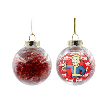 Fallout Vault Boy, Transparent Christmas tree ball ornament with red filling 8cm