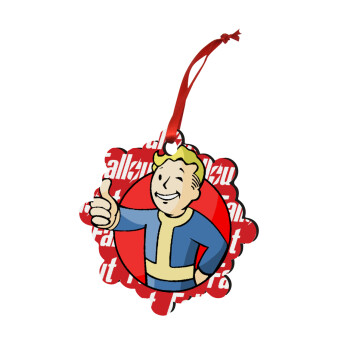 Fallout Vault Boy, Christmas ornament snowflake wooden 7.5cm