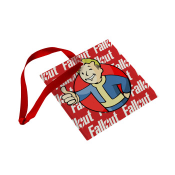 Fallout Vault Boy, Στολίδι Χριστουγεννιάτικο στολίδι γυάλινο τετράγωνο 9x9cm