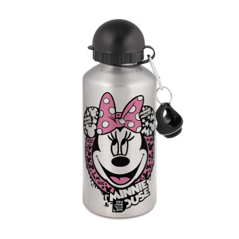 Minnie mouse, Metallic water jug, Silver, aluminum 500ml