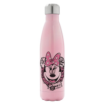 Minnie mouse, Metal mug thermos Pink Iridiscent (Stainless steel), double wall, 500ml