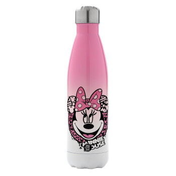 Minnie mouse, Metal mug thermos Pink/White (Stainless steel), double wall, 500ml