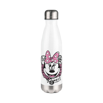 Minnie mouse, Metal mug thermos White (Stainless steel), double wall, 500ml