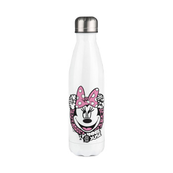 Minnie mouse, Metal mug thermos White (Stainless steel), double wall, 500ml