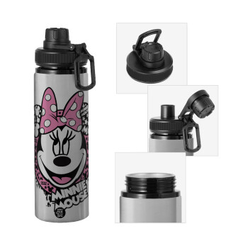 Minnie mouse, Metallic water bottle with safety cap, 850ml aluminum