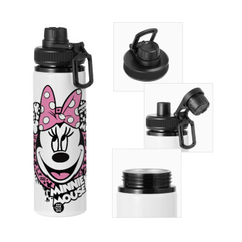 Minnie mouse, Metal water bottle with safety cap, aluminum 850ml