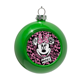 Minnie mouse, Green Christmas tree ornament bauble 8cm