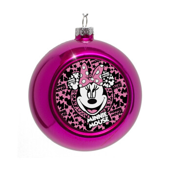 Minnie mouse, Purple Christmas tree ornament bauble 8cm