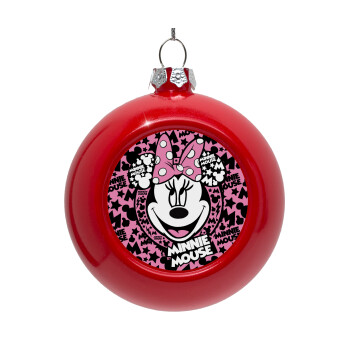 Minnie mouse, Red Christmas tree ornament bauble 8cm