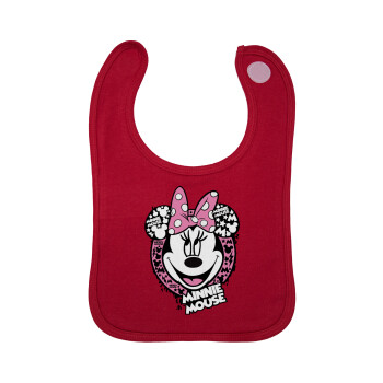 Minnie mouse, Σαλιάρα με Σκρατς Κόκκινη 100% Organic Cotton (0-18 months)