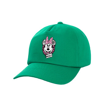 Minnie mouse, Children's Baseball Cap, 100% Cotton Twill, Green (COTTON, CHILDREN'S, UNISEX, ONE SIZE)