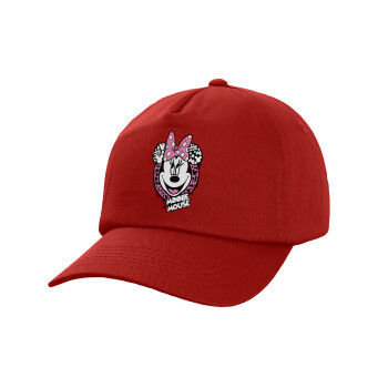 Minnie mouse, Children's Baseball Cap, 100% Cotton Twill, Red (COTTON, CHILDREN'S, UNISEX, ONE SIZE)