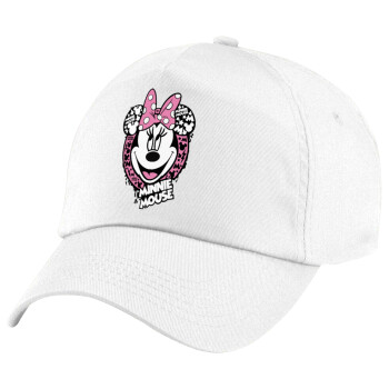 Minnie mouse, Children's Baseball Cap, 100% Cotton Twill, White (COTTON, CHILDREN'S, UNISEX, ONE SIZE)