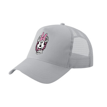 Minnie mouse, Adult Structured Trucker Hat, with Mesh, GRAY (100% COTTON, ADULT, UNISEX, ONE SIZE)