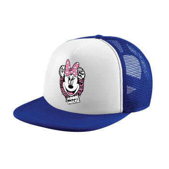 Minnie mouse, Adult Soft Trucker Hat with Blue/White Mesh (POLYESTER, ADULT, UNISEX, ONE SIZE)