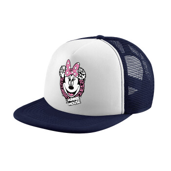 Minnie mouse, Adult Soft Trucker Hat with Dark Blue/White Mesh (POLYESTER, ADULT, UNISEX, ONE SIZE)