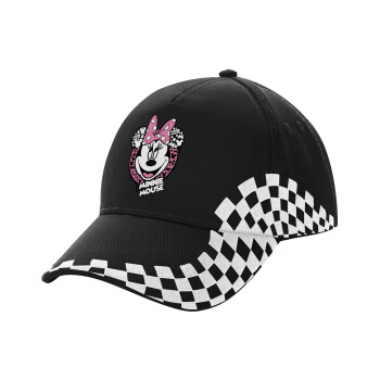 Minnie mouse, Adult Ultimate BLACK RACING Cap, (100% COTTON DRILL, ADULT, UNISEX, ONE SIZE)