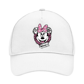 Minnie mouse, Adult Baseball Cap, Drill, White (100% COTTON, ADULT, UNISEX, ONE SIZE)