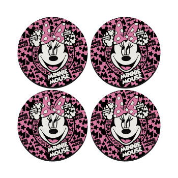 Minnie mouse, SET of 4 round wooden coasters (9cm)