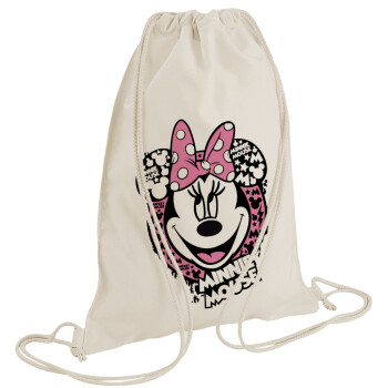 Minnie mouse, Backpack bag GYMBAG natural (28x40cm)