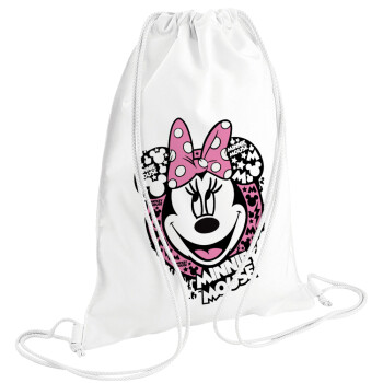 Minnie mouse, Backpack pouch GYMBAG white (28x40cm)