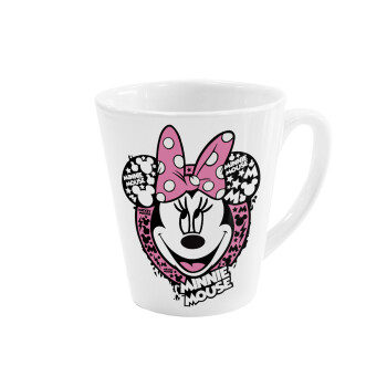 Minnie mouse, Κούπα κωνική Latte Λευκή, κεραμική, 300ml