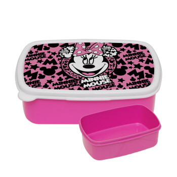 Minnie mouse, ΡΟΖ παιδικό δοχείο φαγητού (lunchbox) πλαστικό (BPA-FREE) Lunch Βox M18 x Π13 x Υ6cm