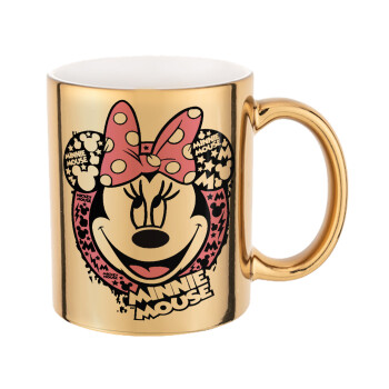 Minnie mouse, Mug ceramic, gold mirror, 330ml