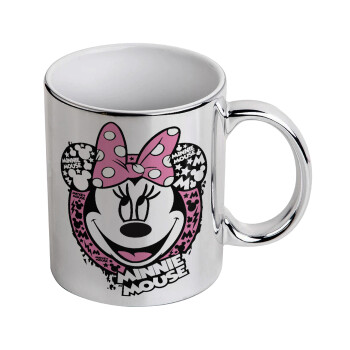 Minnie mouse, Mug ceramic, silver mirror, 330ml