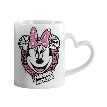 Minnie mouse, Mug heart handle, ceramic, 330ml